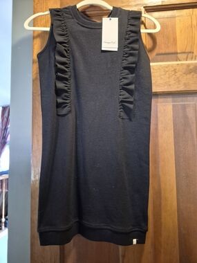 Sovereign Code Black Sleeveless Ruffle-Trim Knit Dress